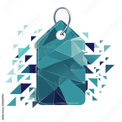 Geometric Tag with Abstract Triangle Background