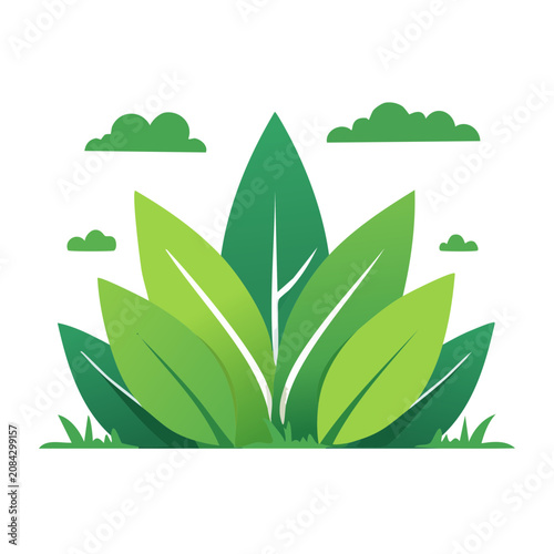 Green leaves and clouds illustration