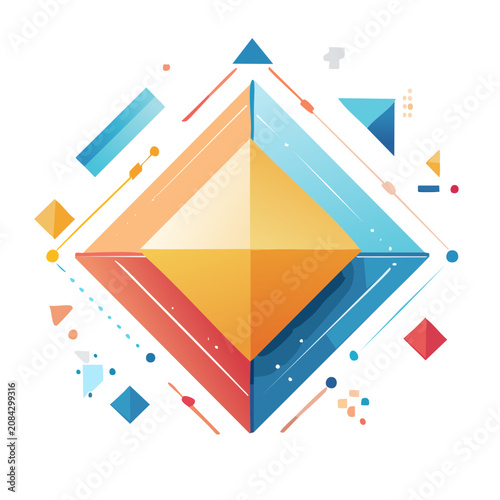 Abstract geometric diamond with colorful polygons