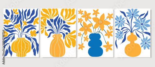 Photos Abstract floral posters set with modern maximalist compositions and elegant orga