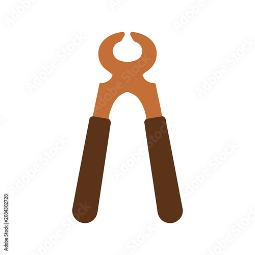 Εκτύπωση καμβά Flat vector illustration of nipper pliers with wooden handles for carpentry