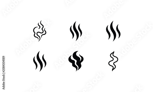 Set of black vector steam icons on transparent background id.