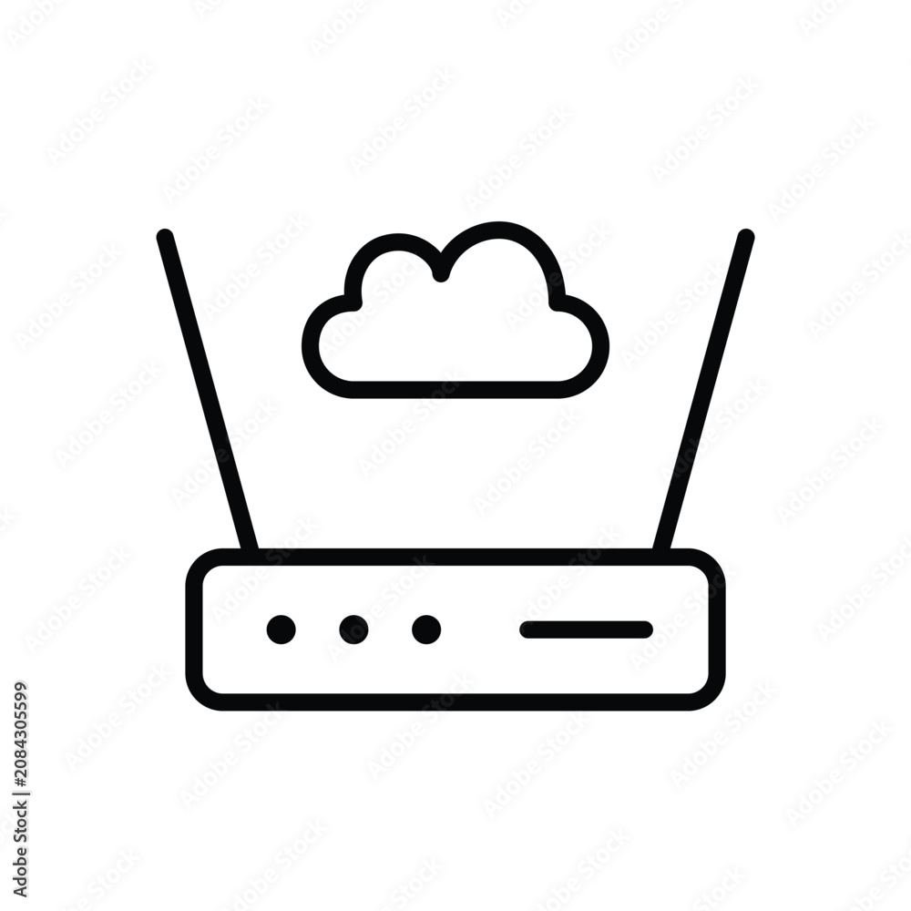 Fototapeta premium Cloud network router, wireless cloud connection. Pixel perfect, editable stroke vector icon