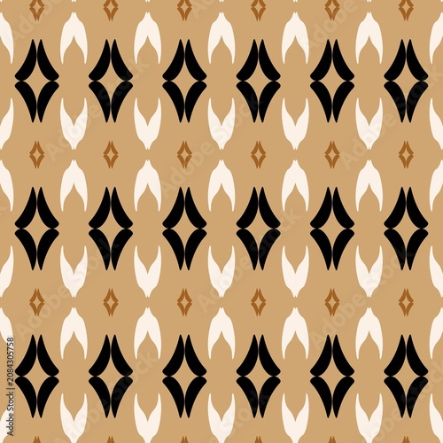Minimalist southwestern seamless pattern with black and ochre geometric diamonds on cream background. Modern tribal ethnic repeating motif for boho home decor and minimalist textiles
