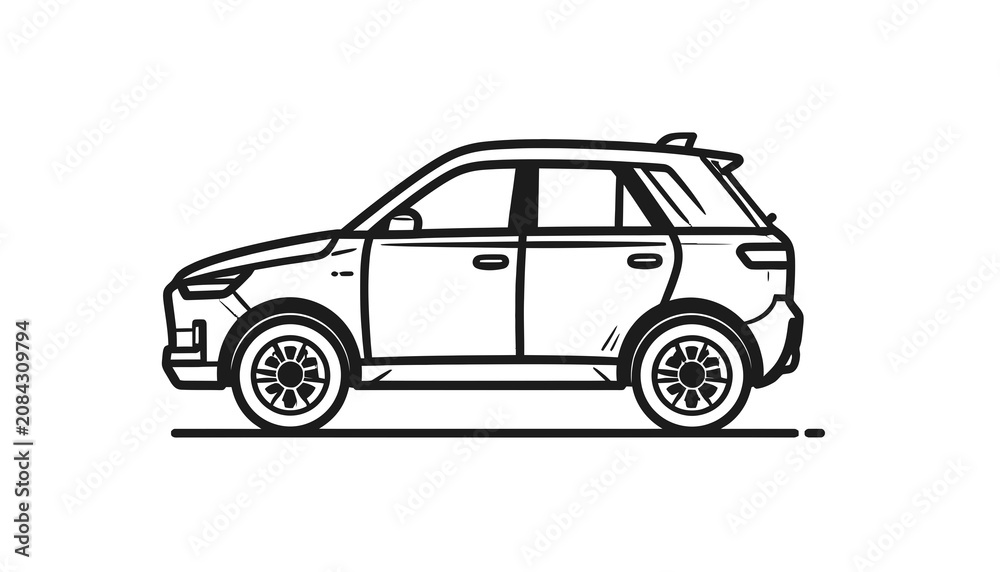 Fototapeta premium Side View of a Modern SUV.