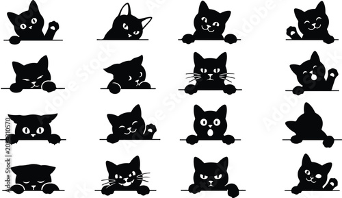 Black cat silhouette decal stickers set