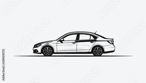 Side View of a Sedan Car.