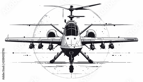 Detailed View of Military Helicopter Aircraft.