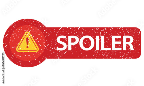 Red Grunge Spoiler Warning Alert Button Graphic
