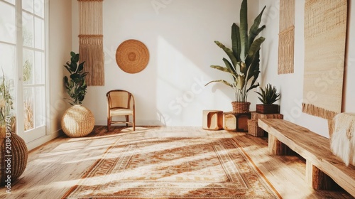 Interior design with plants and sunlight
