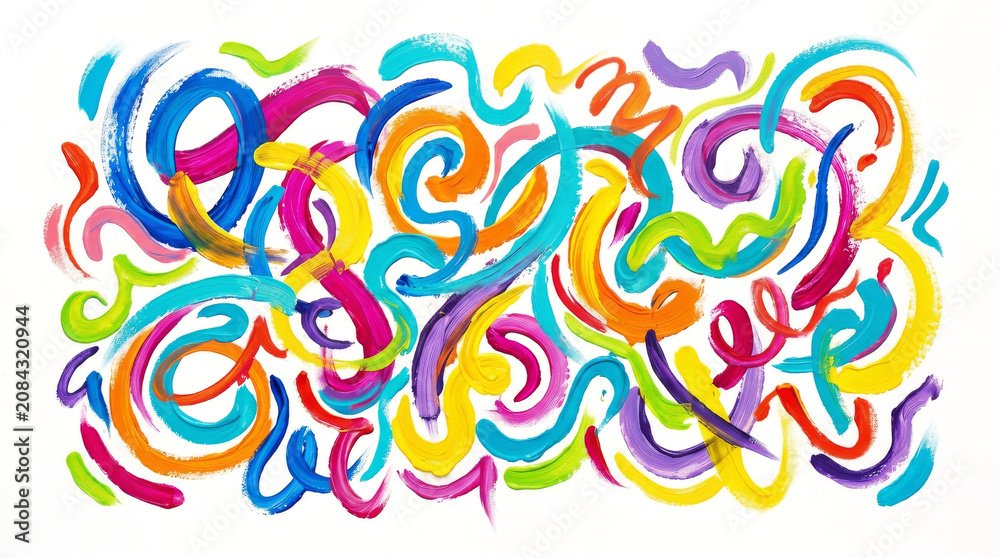 Obraz premium Colorful Abstract Squiggles Artwork with Vibrant Lines for Creative Design