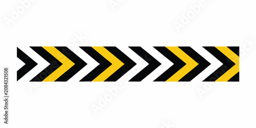 Chevron arrows pattern black and yellow directional signage on white background