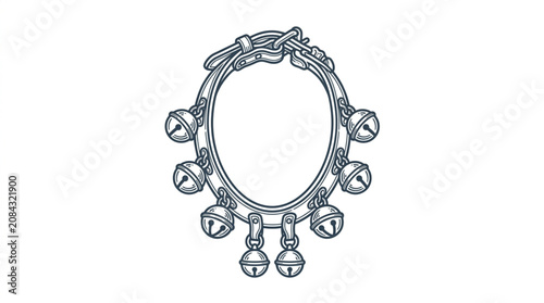 Vászonkép Hand drawn illustration of a tambourine with bells.