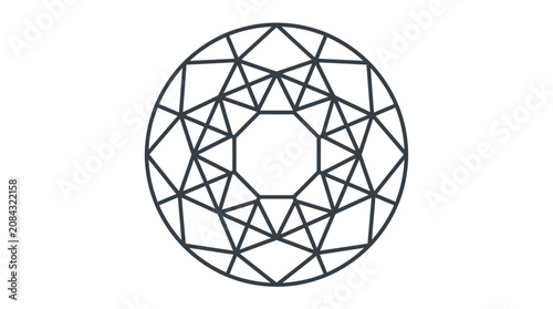 Fotografie Abstract Geometric Diamond Shape Icon, Minimalist Luxury Gem Symbol, Vector Art