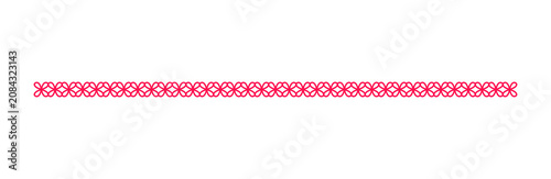 Minimalist Pink Red Floral Interlocking Loop Pattern Horizontal Line Divider Border Isolated on Transparent Background