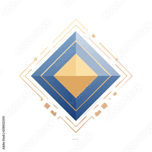 Abstract geometric diamond with gradient and 3D effect