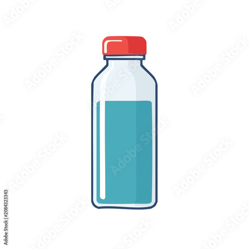 Blue plastic water bottle with red cap vector
