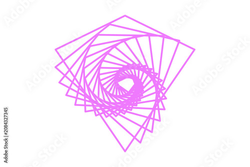 Minimalist Pink Geometric Spiral Vortex Nested Squares Stacked Lines Outline Isolated on Transparent Background