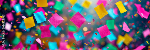 Birthday wallpaper with copy space for text celebration confetti fireworks background AI Generative