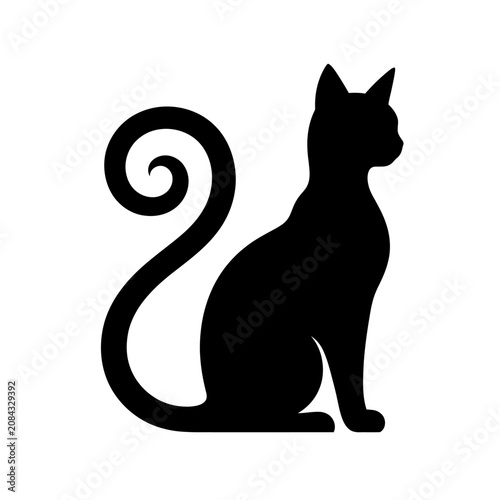 Photos Black cat silhouette, feline icon, pet symbol, animal design isolated on White B