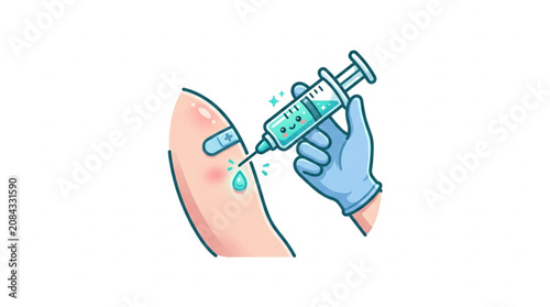 Cuadro en lienzo Doctor administering vaccine injection to patients arm.