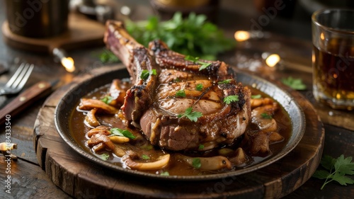 Irish cuisine.
Pork steaks with whiskey and meat broth sauce (Irish Whiskey Pork Chops) are famous classics of the pub menu.