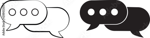 chat icon, chat logo template with black outline and dots chat symbol icon