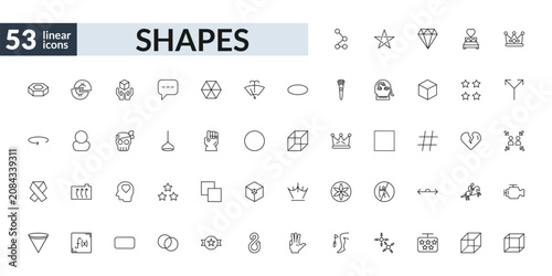 Quadro su tela outline shapes icons set - z, dome light, lover, geometry cube