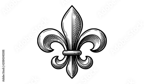 Photos Vintage Fleur-de-Lis Engraved Vector Illustration
