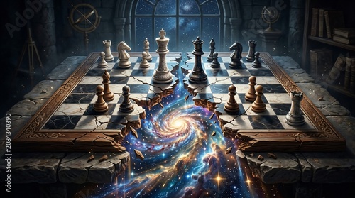 Chess Cosmic Rupture Fantasy Scene for Concept Art and Posters