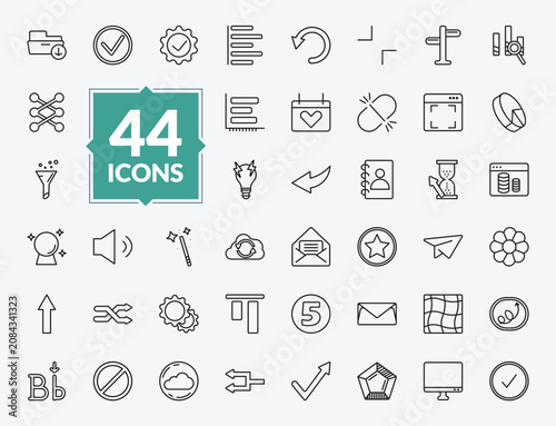 Obraz na płótnie outline user interface icons set - download archive, unlink, magic wand button, letter envelope