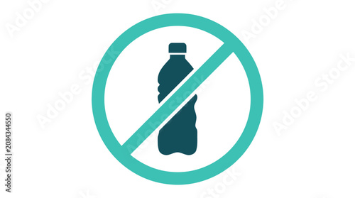 Obraz na płótnie No plastic bottle symbol for ocean conservation sign.
