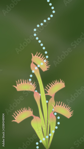 Canvas Print whimsy venus flytrap wallpaper with green blur background