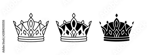 Foto Royal Crown Icons, Regal Headwear Vector Graphics, Elegant Tiara Symbols for Roy