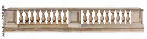 Canvastavla Watercolor illustration of a classic stone architectural balustrade railing, iso
