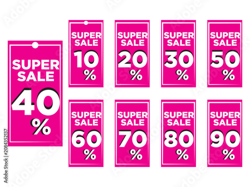 Pink Super Sale Price Tags Set