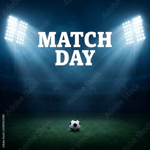 soccer stadium with ball on field at night