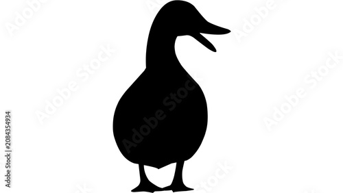 Fotografía Black silhouette of a quacking duck isolated on transparent background for farm