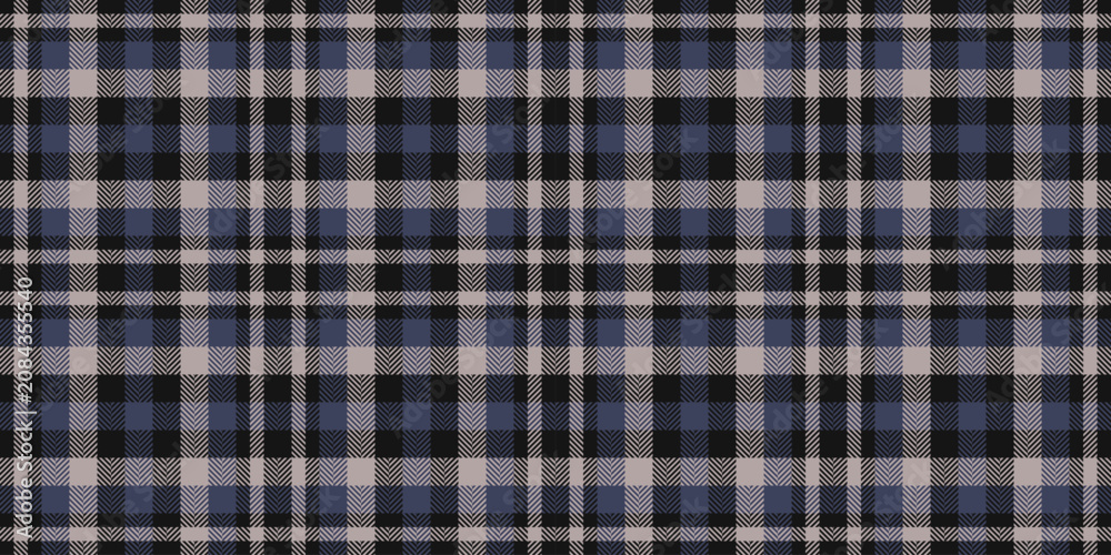 Fototapeta premium Christmas tartan plaid styling combines a structured check grid with a woven fabric finish. Black tones shape a seamless textile design with festive textile character for decorative backgrounds.