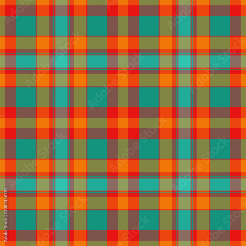 American pattern textile check, free tartan texture vector. Creative background fabric seamless plaid in bright and red colors.