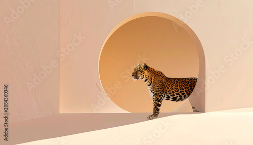 Leopard in architectural opening