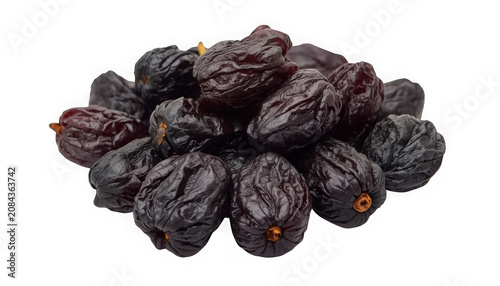 A pile of dark brown dried dates on a transparent background, looking delicious and healthy