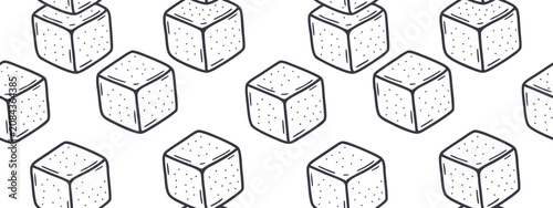 Obraz na płótnie Hand drawn sugar cube seamless pattern with sketch style sweet food illustration