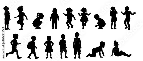 Fotografie 人物（子供、幼児）の全身シルエットのセット 背景透過     Full Body Children Silhouette Set (Transparent Ba