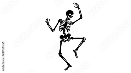 Foto Helloween Dancing skeleton, black vector icon, skeletal figure, Halloween symbol