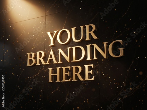 Golden branding template, luxury business background, customizable label, shiny corporate design