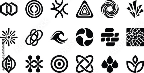 Black and white geometric tribal symbols collection