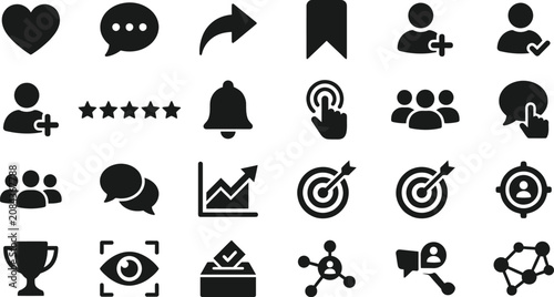 Set of flat design icons for social media and web