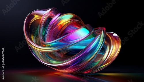 Abstract Glass Dispersion Iridescent Twisted Shape D Render