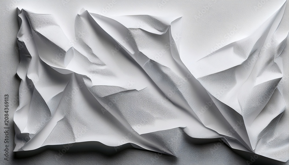 Obraz premium White Paper Wrinkled Background Or Texture And Gradients Shadow Horizontal Shape And Copy Space High Resolution
